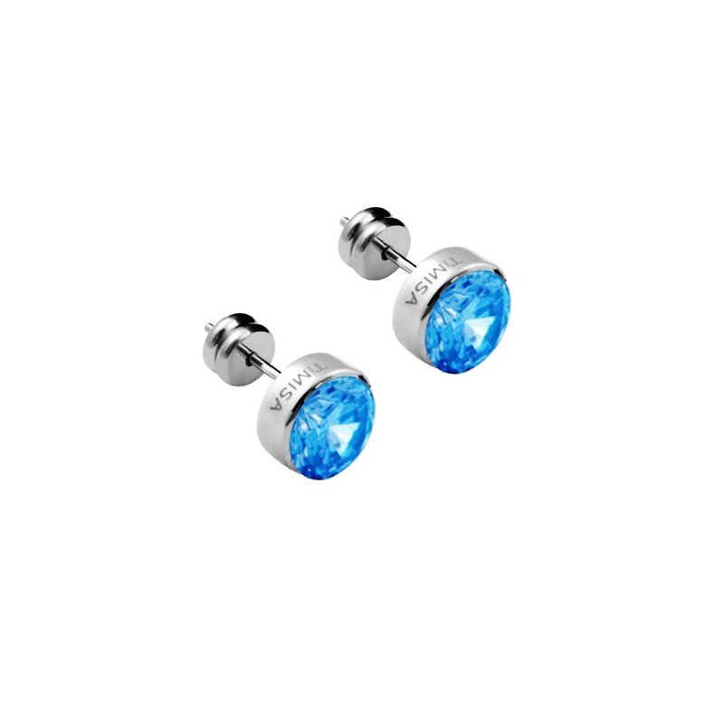 璀璨晶鑽-天空藍 純鈦耳針一對 買即贈鈦貼兩粒 - 耳環/耳夾 - 其他金屬 藍色