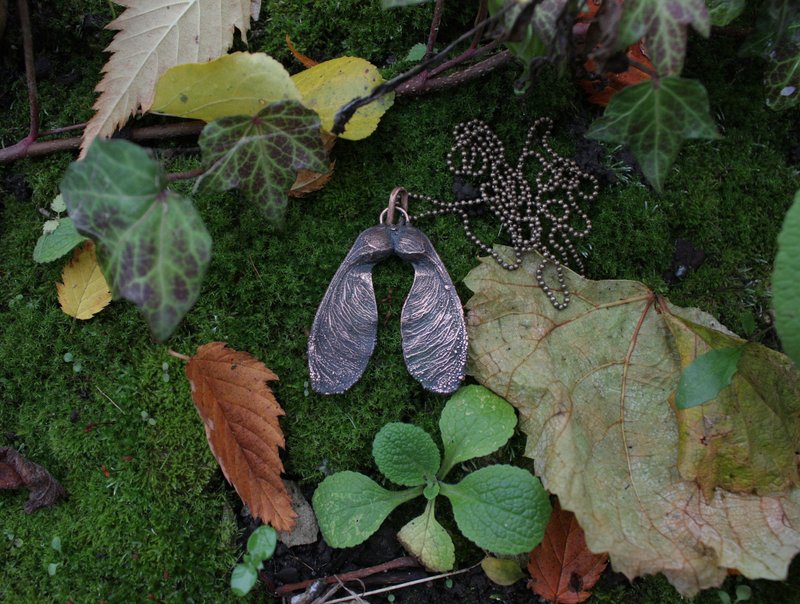 楓樹種子墜飾，電鑄銅 - 項鍊 - 銅/黃銅 