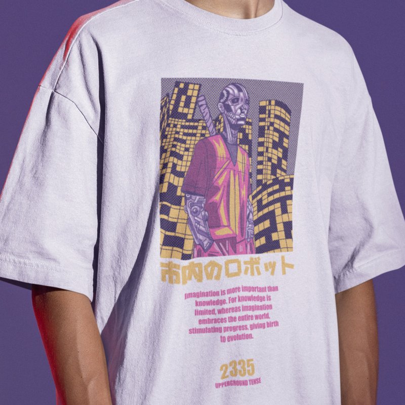Japanese Cyberpunk Techwear 100% Cotton Unisex T-Shirt - 男襯衫/休閒襯衫 - 棉．麻 多色