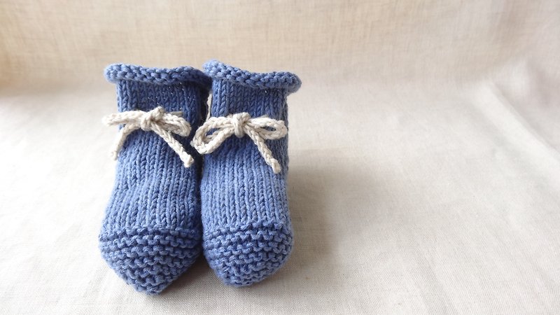 6M ~ ● Organic ● baby bootie Cotton 248 - รองเท้าเด็ก - ผ้าฝ้าย/ผ้าลินิน สีน้ำเงิน