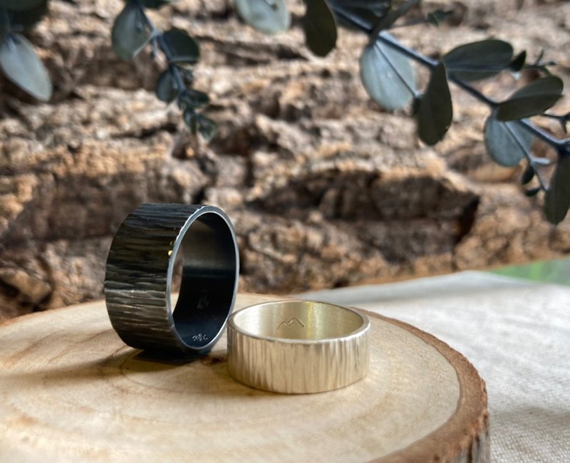 Wide Silver Tree Ring - แหวนคู่ - เงินแท้ สีเงิน