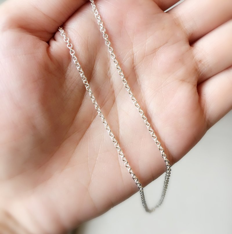 925 sterling silver necklace-24 inches-round / novtzu ~ - Necklaces - Sterling Silver Silver