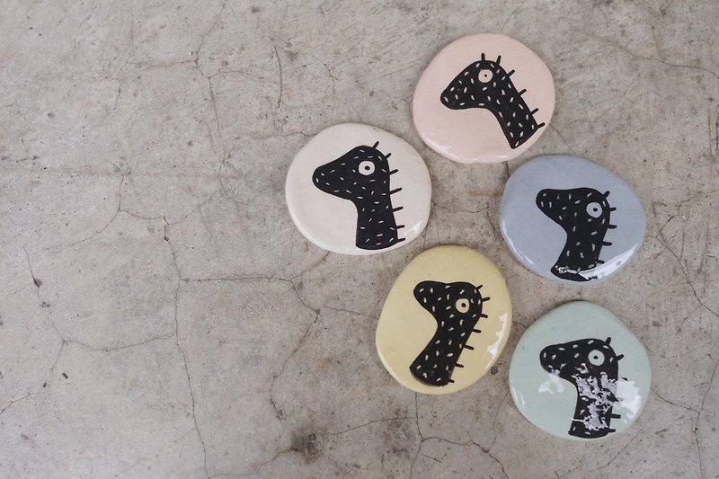  Ceramic paint dinosaur in many colours,brooch :) - Brooches - Pottery Multicolor