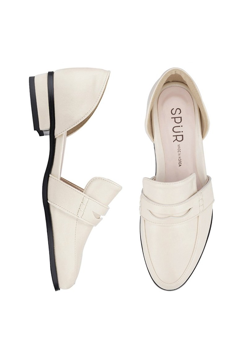SPUR 鏤空設計樂福鞋 LS9065 BEIGE - 女款牛津鞋 - 人造皮革 