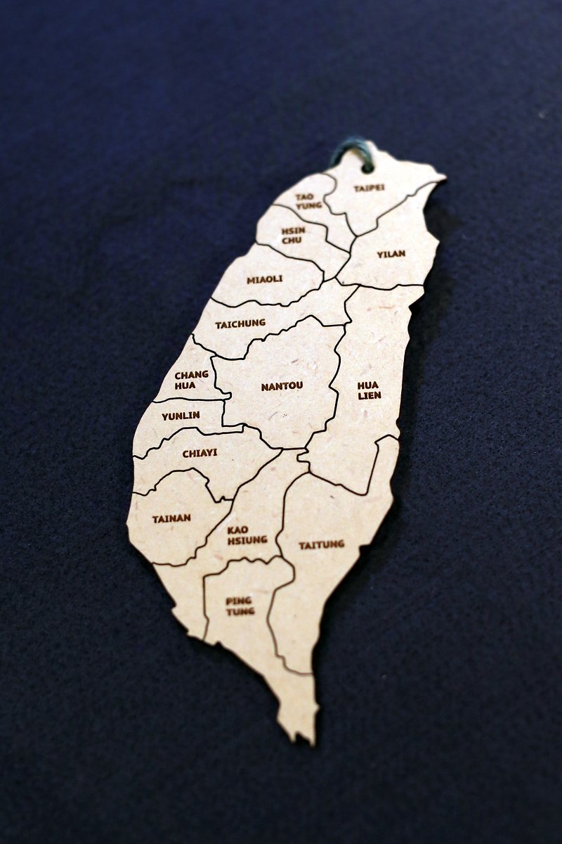台湾地図ブックマーク - しおり - 木製 カーキ