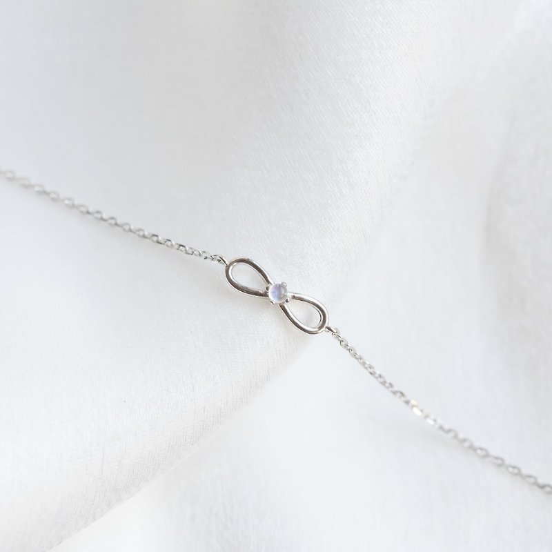 Moonstone 925 Sterling Silver Infinity Design Bracelet - Bracelets - Crystal Silver