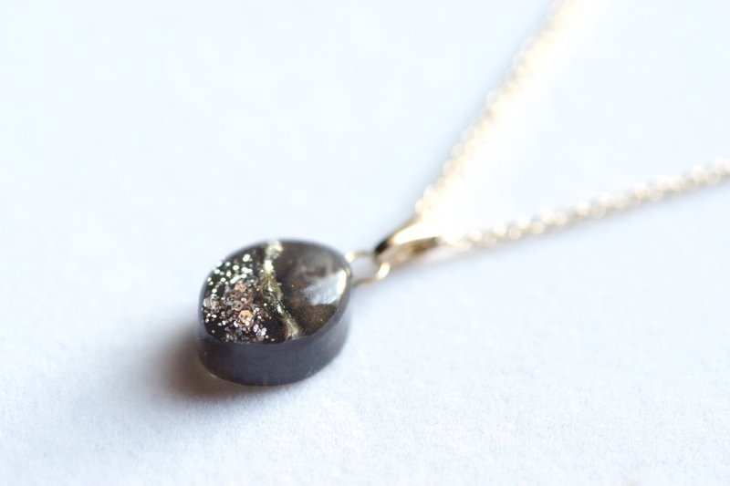 樹脂藝術 方形吊墜・夜色深處 - 項鍊 - 樹脂 咖啡色