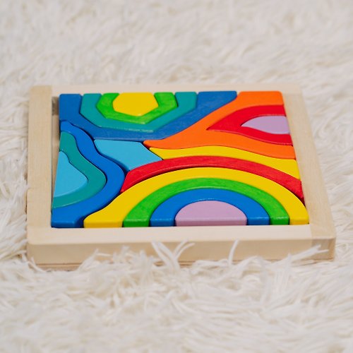 WoodSenseToys Wooden Mecano 4 Elements Fire/Water/Earth/Air 3D Puzzle Montessori Rainbow Toy