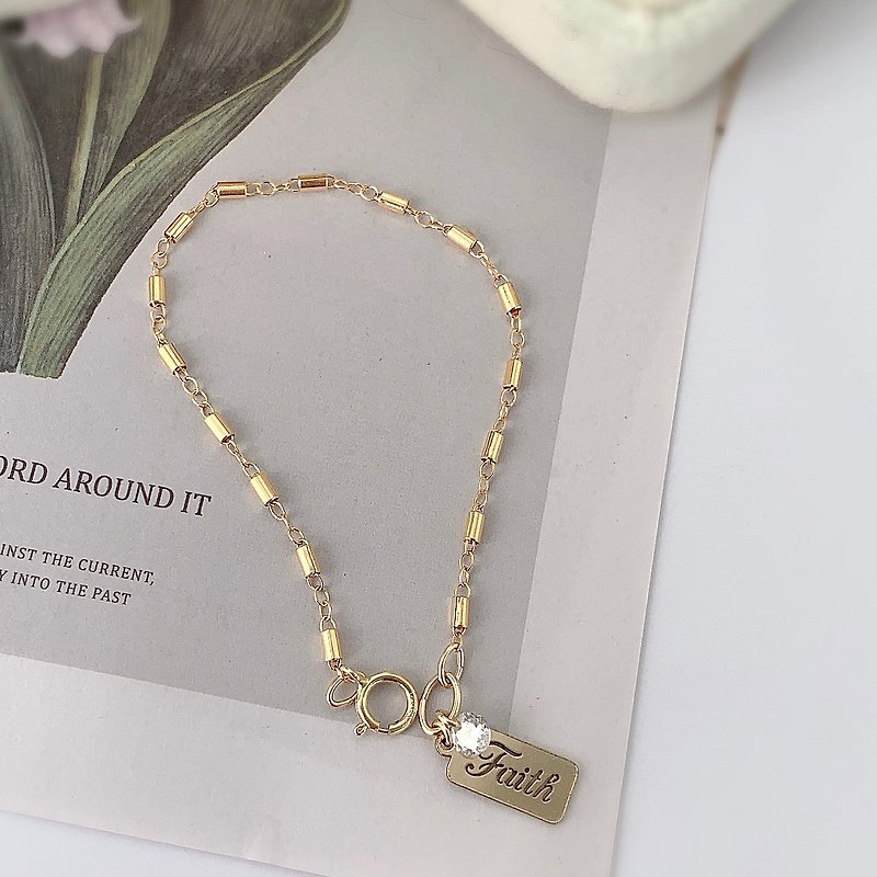 【14Kgf non-fading】Small barrel vegetarian bracelet customized without allergies - Bracelets - Precious Metals Gold