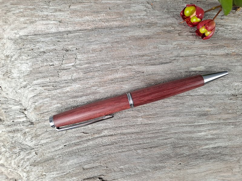 Purple Heart Wood Log Handmade Pen Oily Ball Pen Rotary - ปากกา - ไม้ 