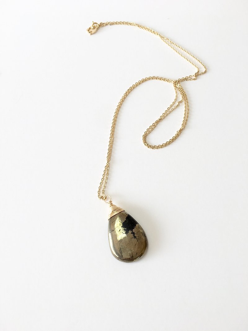 Pyrite chain necklace  - 項鍊 - 石頭 金色