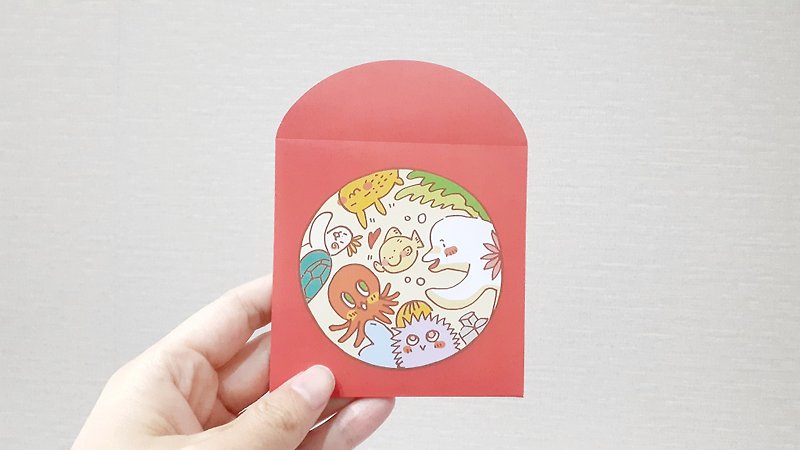 Undersea Big Party Chinese New Year Lucky Seal / Gift Seal - ถุงอั่งเปา/ตุ้ยเลี้ยง - กระดาษ สีแดง