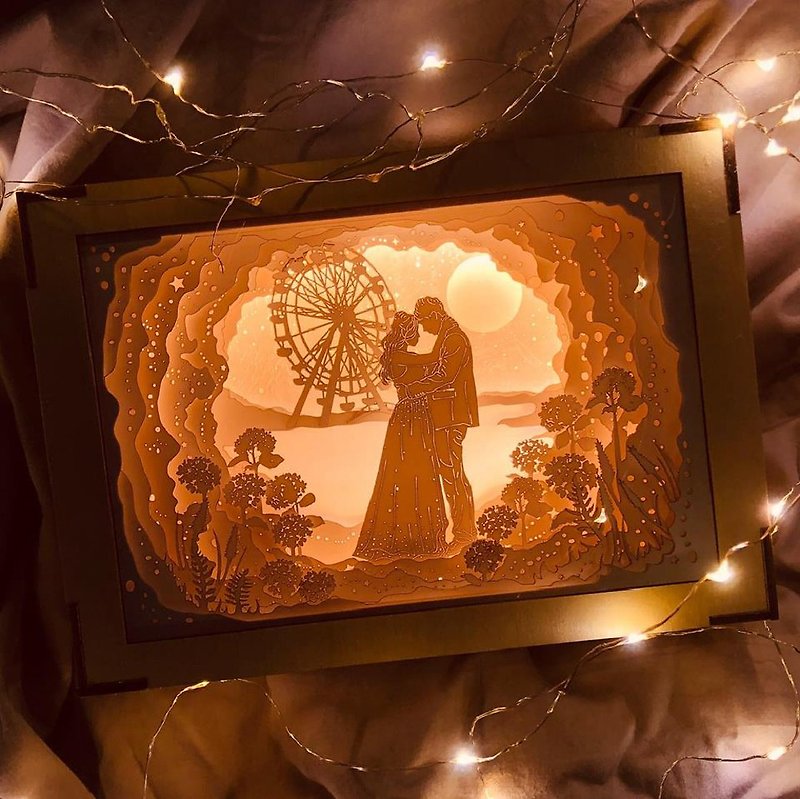 [Customized gift] Light and shadow story | Warm light | Paper carving night light | Customized portrait | - Lighting - Paper Orange