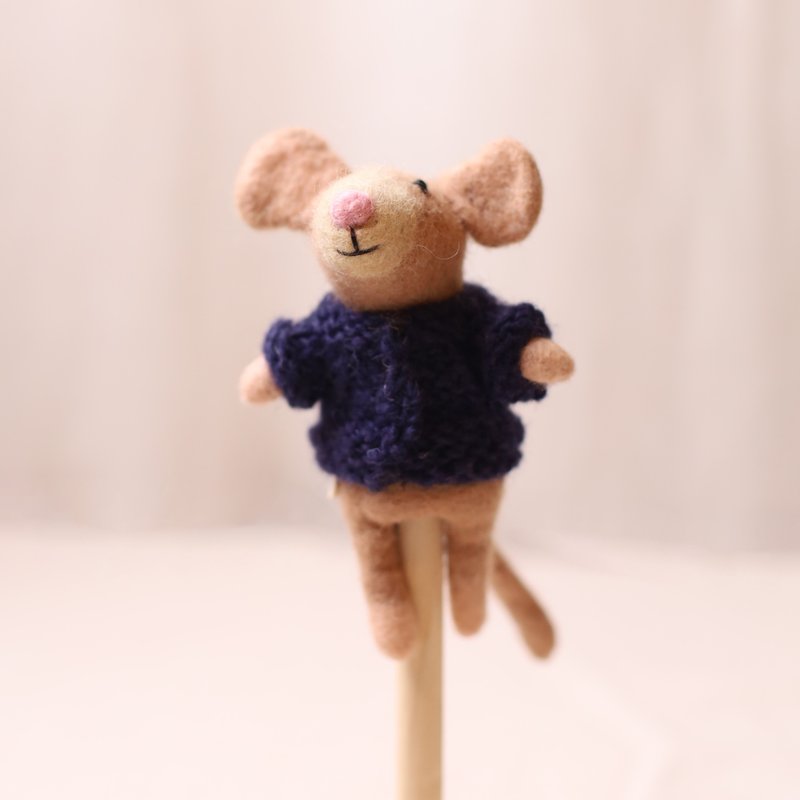 羊毛出在羊山上 羊毛氈 鑰匙圈 筆套 毛衣小鼠 - 裝飾/擺設  - 羊毛 橘色