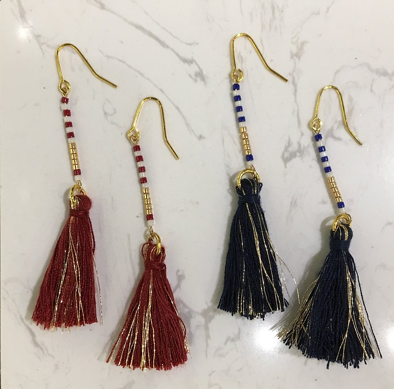 ololssim vintage hanging tassel ethnic earrings - ต่างหู - โลหะ 