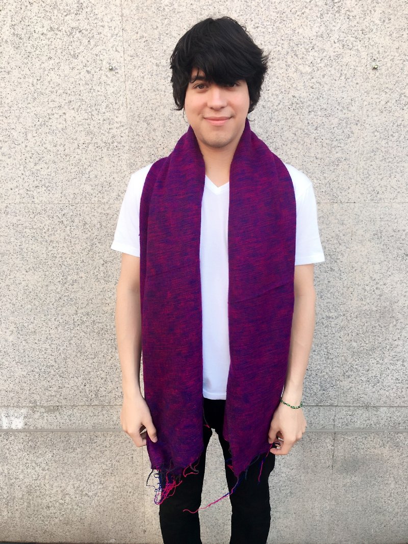 尼泊爾厚織氂牛毯披肩圍巾(雙紫混織風格) - 絲巾 - 其他材質 紫色