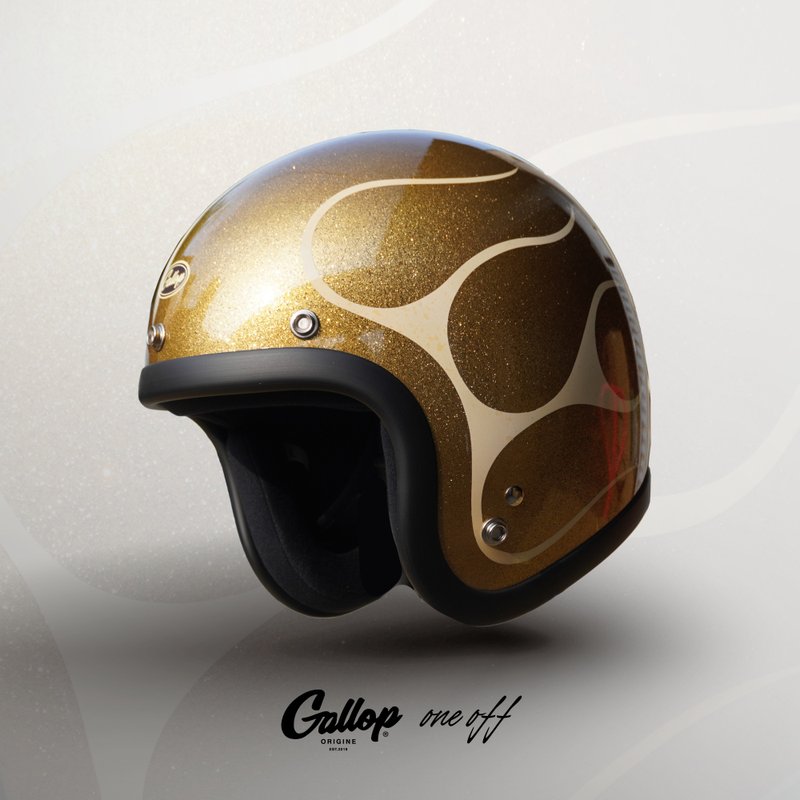 GALLOP ONE OFF series limited creation 3/4 half helmet gold fire - Helmets - Other Materials 