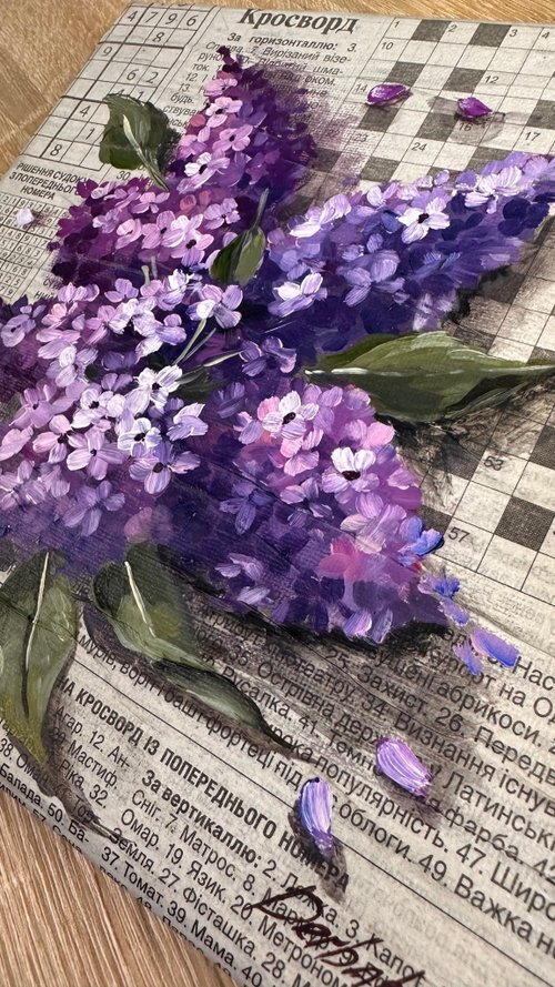油絵 油彩 油彩画 絵 絵画 【白と紫のライラック】 油絵 油彩 油彩画 絵 絵画 【白と紫のライラック】 絵画 HR