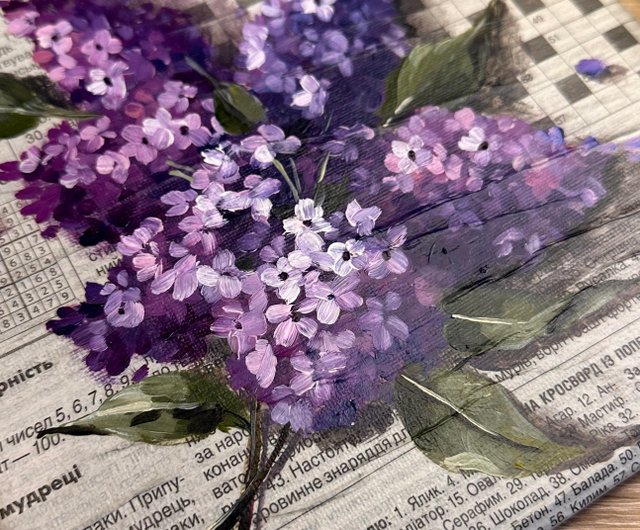 紙にライラック色で描いた明るい油絵 - ショップ DervikArtStore