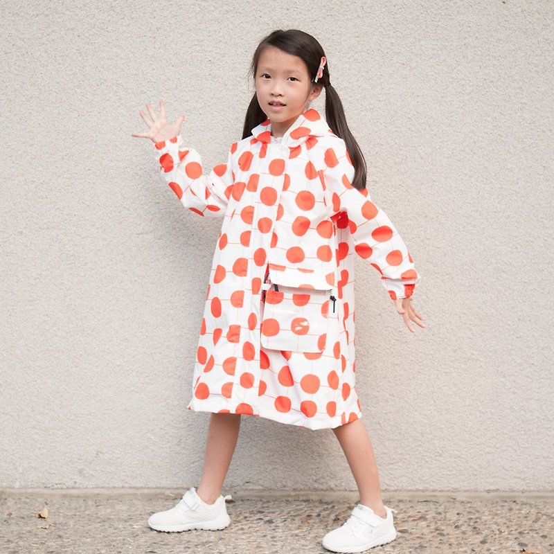 新・兒童風雨衣 - 甜心橘紅 (不含隨身小包) - 兒童雨衣/雨傘 - 防水材質 紅色