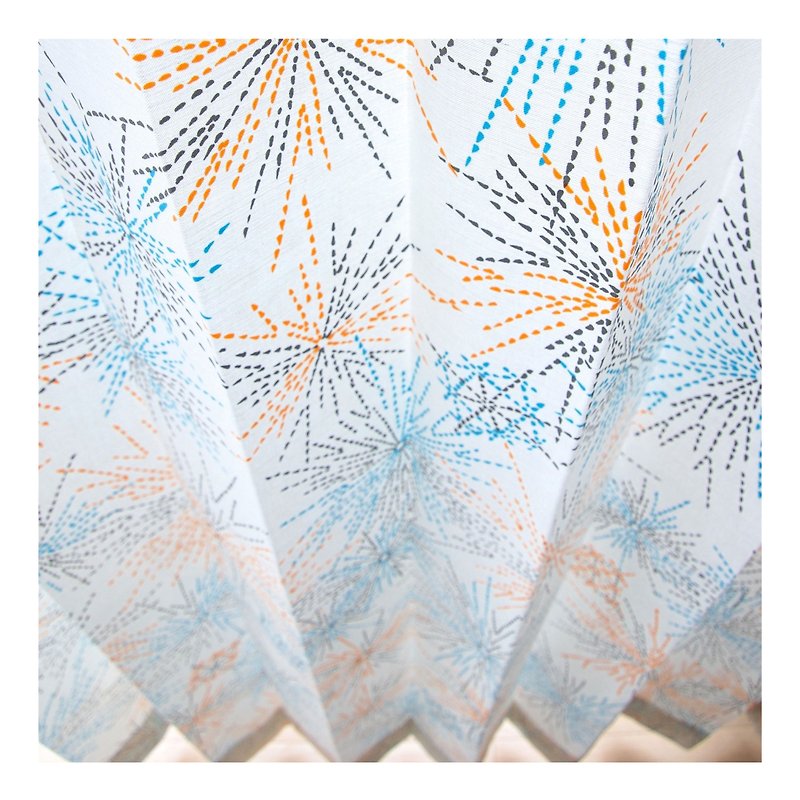 【Custom made curtains】(with lining) "Hanabi" Orange - Other - Cotton & Hemp Blue