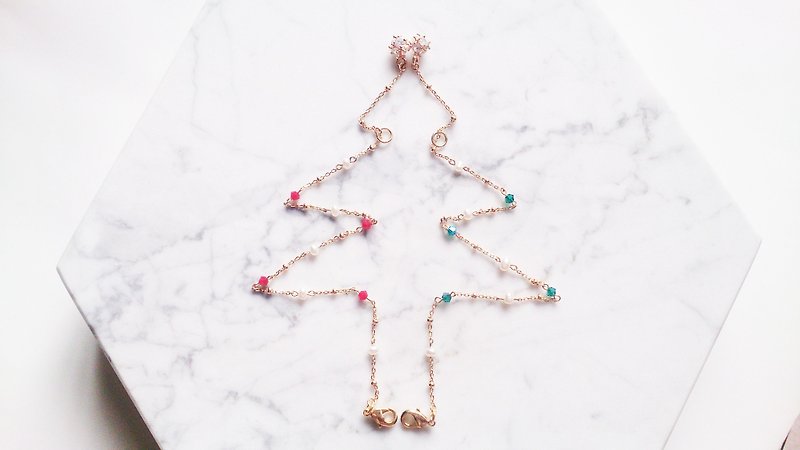 "Golden Christmas" micro-silver snow gold ball mini pearl bracelet (pine green) - สร้อยข้อมือ - เครื่องเพชรพลอย 
