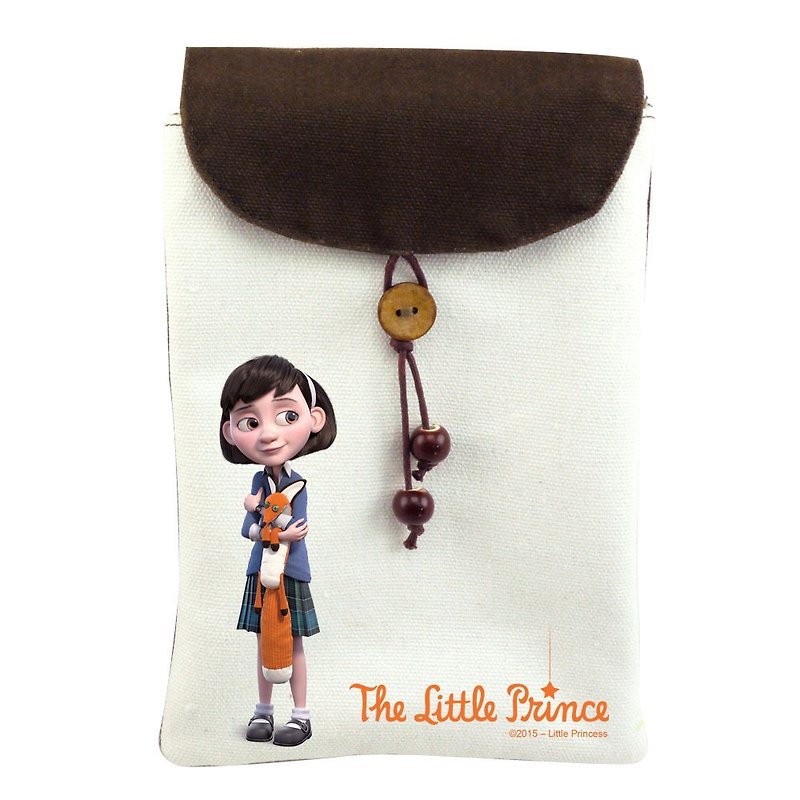 小王子電影版授權-手機袋：【小女孩與狐狸】( 肩背 ) - 側背包/斜背包 - 棉．麻 橘色