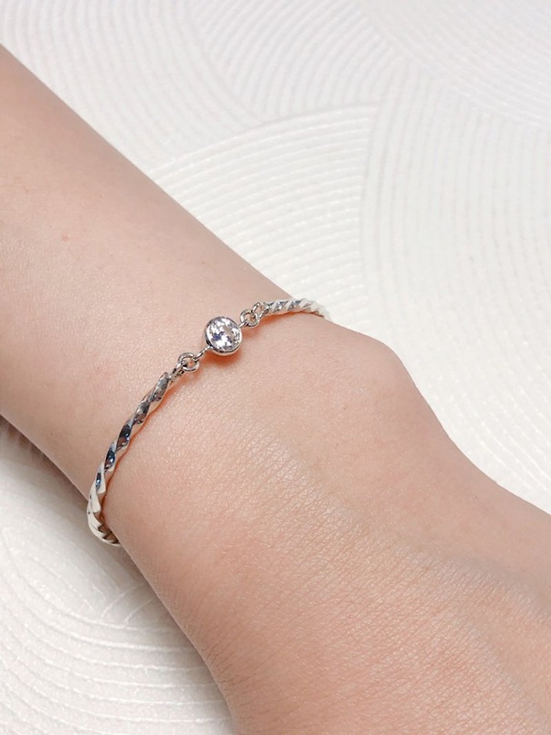 Diamond twist twist half half bracelet - 925 sterling silver bracelet bracelet - Bracelets - Sterling Silver Silver