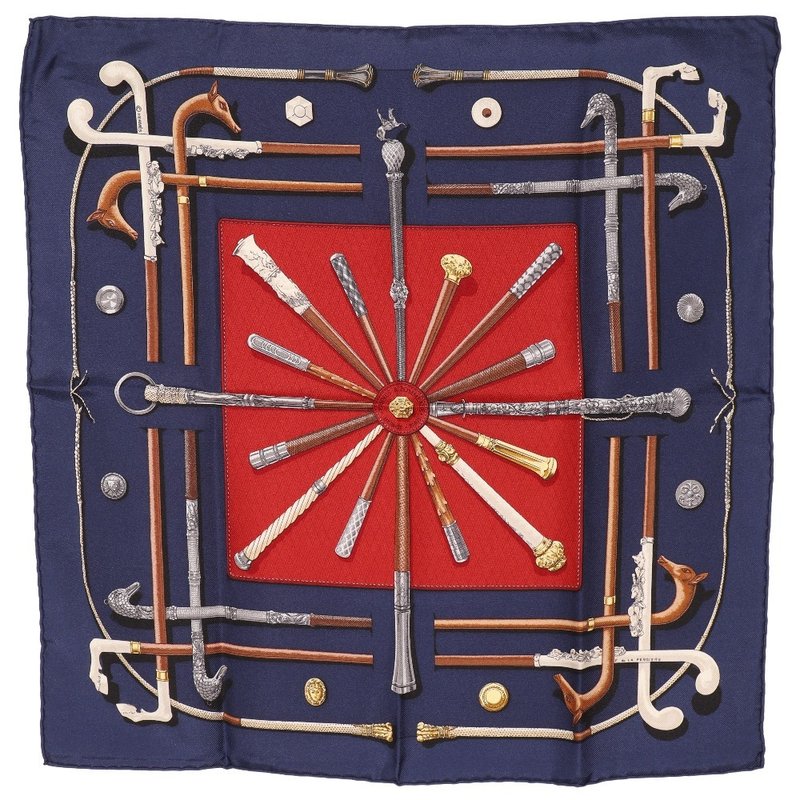 【日本直送】エルメス HERMES カレ40 スカーフ シルク 紺 レディース【中古】 - 絲巾 - 絲．絹 藍色