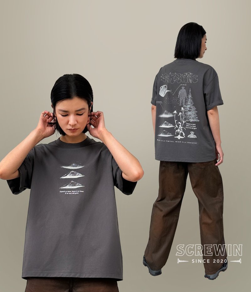 SCREWIN gray Tee - 男 T 恤 - 棉．麻 