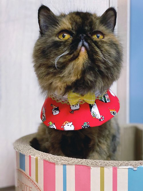 Keanfactory 搗蛋貓咪過聖誕 貓咪專用小領子 圍巾 項圈 紅色款