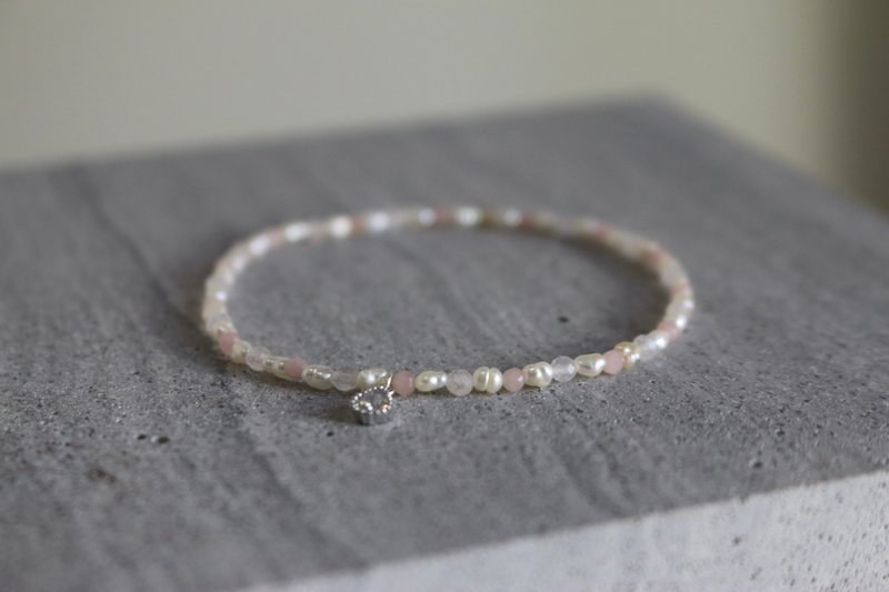 June Birthstone Bracelet Pearl Opal Crystal - Little Donkey - - Bracelets - Pearl Pink