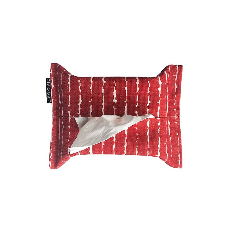 【草稿/ciaogao】原創設計手繪北歐簡約水墨筆觸河流棉麻紙巾包 - 面紙盒 - 聚酯纖維 紅色