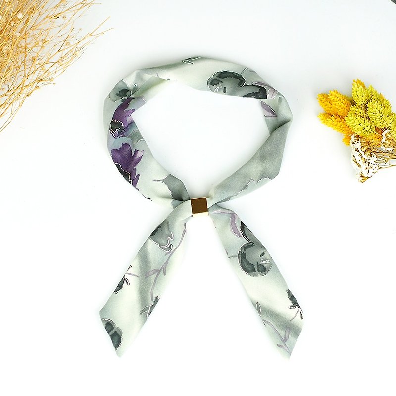 Handmade Hairband Headband scarves scarf - Scarves - Silk Gray