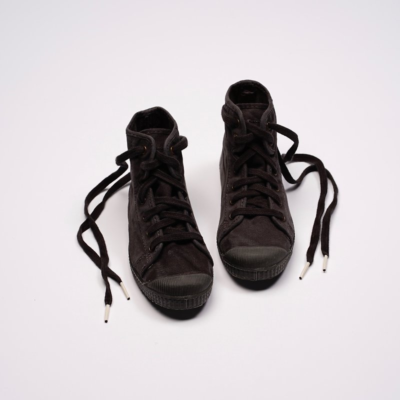 西班牙帆布鞋 CIENTA U61777 01 黑色 黑底 洗舊布料 童鞋 高筒 - 童裝鞋 - 棉．麻 黑色