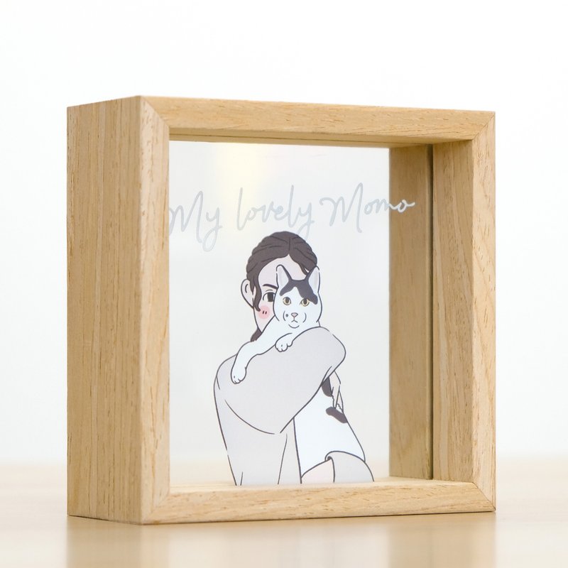 [Customized Yanyan Painting] Solid Wood + Glass Transparent Photo Frame - Picture Frames - Wood Brown