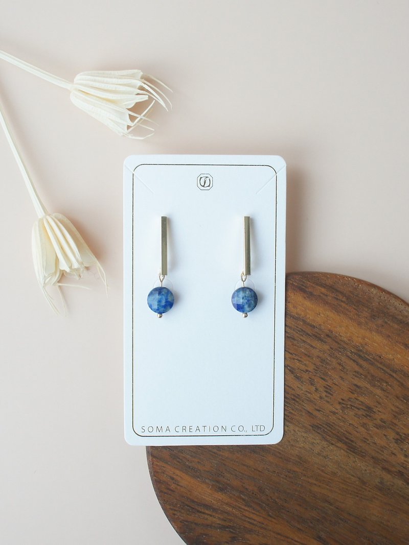 Gemstone Earrings & Clip-ons Blue - Lapis Lazuli I-shape earring post