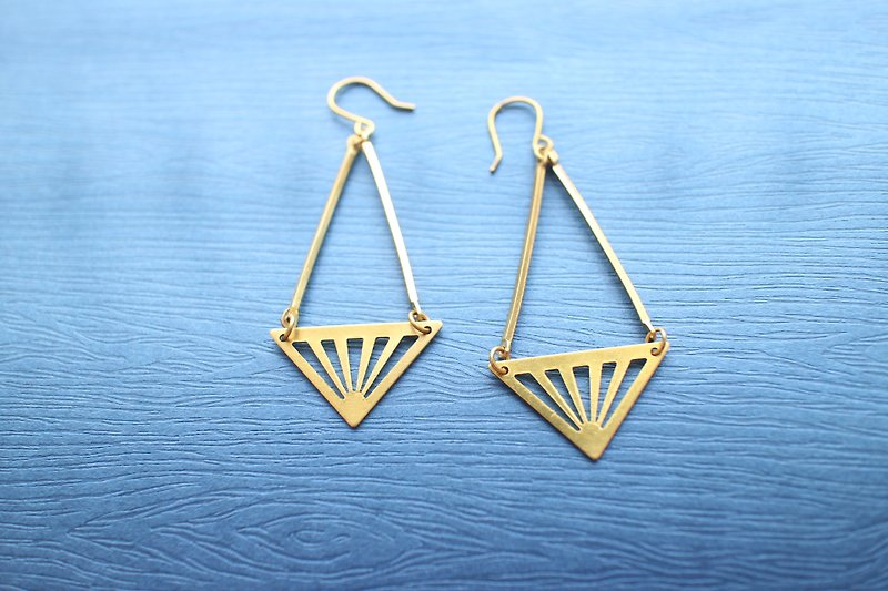 Brass handmade earrings - ต่างหู - ทองแดงทองเหลือง สีทอง