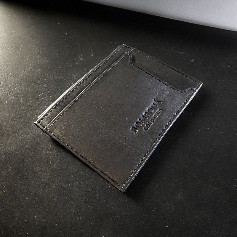 Bomboná Homme - N.4 Minimalism handmade short wallet - Wallets - Genuine Leather Black