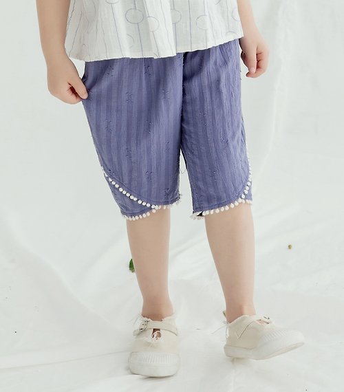 BIR自然棉麻品牌服飾 【出清優惠】花邊七分褲 粉紅/藍
