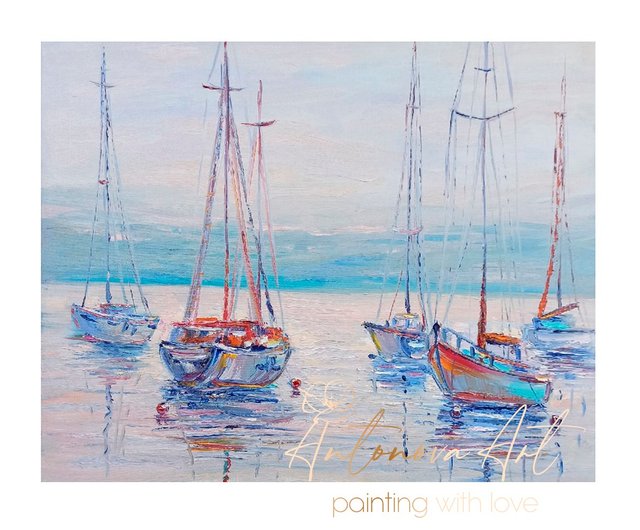 フラワーボート　油絵　絵画　アート フラワーボート 油絵 絵画 アート
