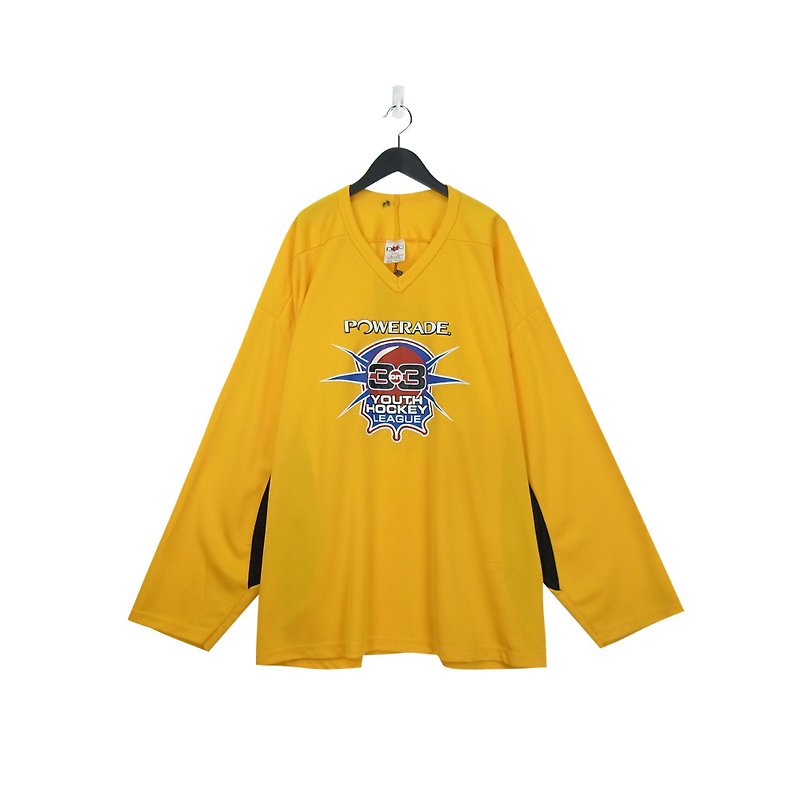 A‧PRANK : DOLLY :: Retro VINTAGE Yellow Black Youth Hockey League Football Jersey (T804016) - Men's T-Shirts & Tops - Cotton & Hemp Yellow