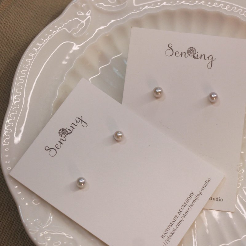 【キャビンアテンダントピアス】4mm ミニ淡水パールピアス S925純銀 - ピアス・イヤリング - 真珠 ホワイト