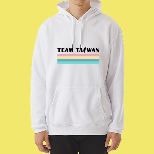 CHIC SHOP 插畫設計館 TEAM TAIWAN 彩虹 彩色 臺灣 臺灣 帽T 衣服 長袖 白色 黑色 厚磅