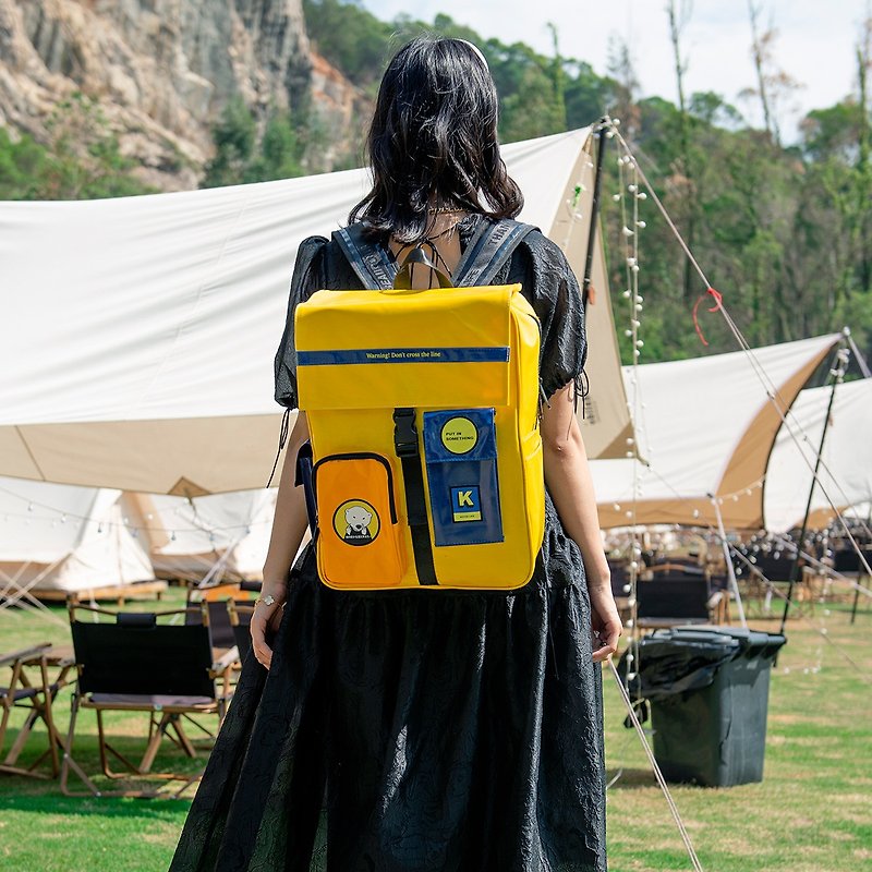 KIITOS has a stylish texture, waterproof, cool, high school student backpack, large-capacity travel bag, anti-collision laptop bag - Backpacks - Waterproof Material Yellow