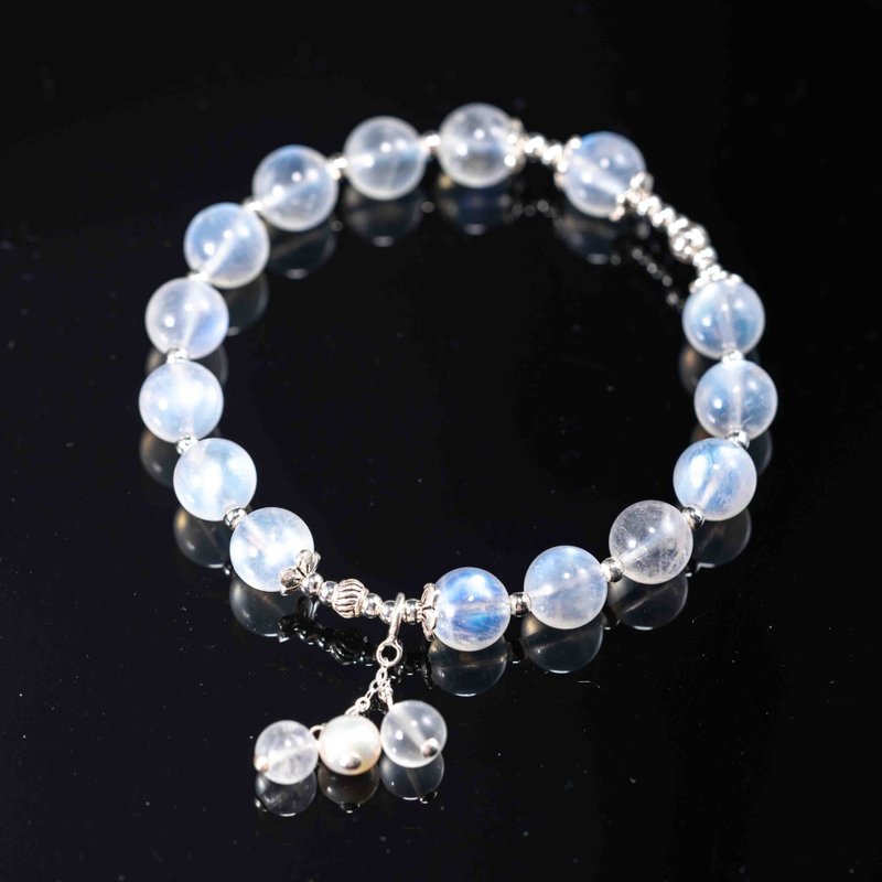 藍光月光石925純銀手鍊 | 天然水晶客製禮物 - 手鍊/手環 - 半寶石 透明