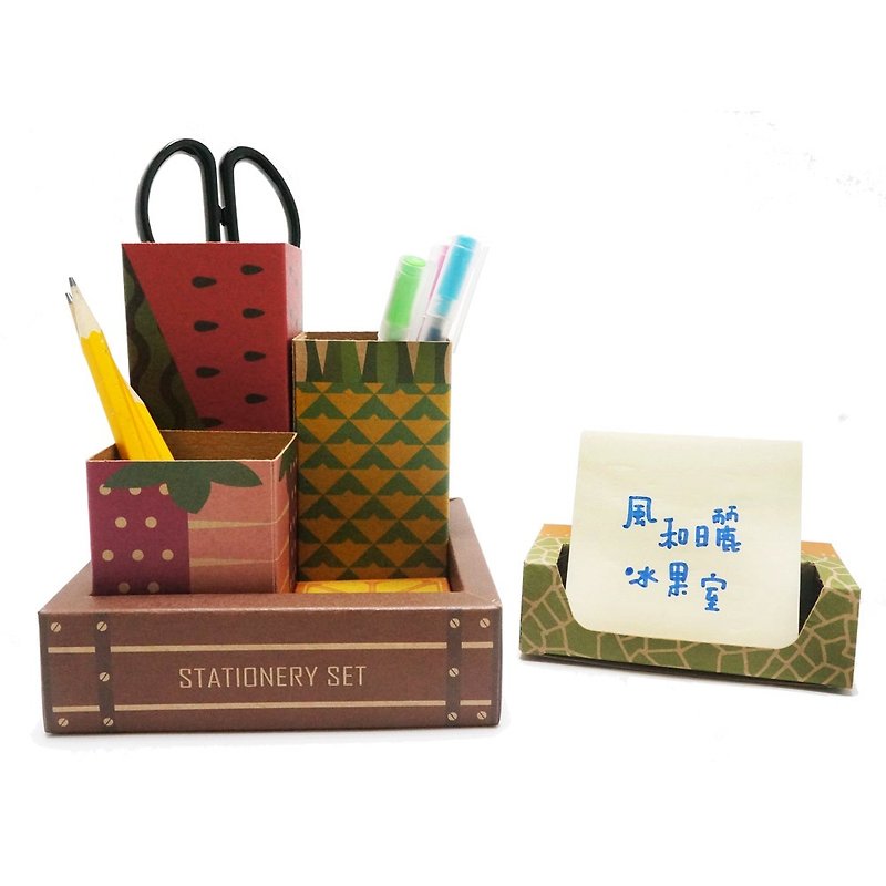 Stationery-Lovely Fruits Wind & Ruri Icecrush Pen Holder || - Storage - Paper Red