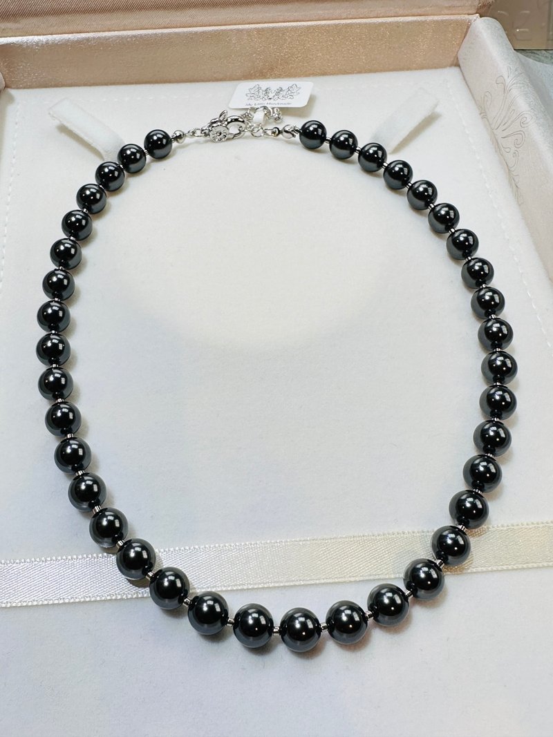 38+6cm 仿AKOYA玻璃珍珠頸鏈 JW141C-002 - 項鍊 - 珍珠 黑色