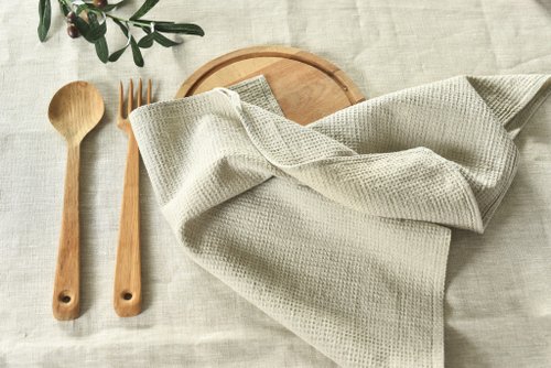 Organic dish towels, Tea towel with hanging loop, Kitchen towel Sustainable  gift - Shop Daloni Towels - Pinkoi