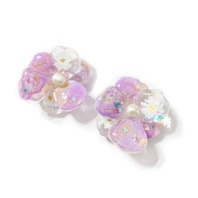 Japanese resin summer colorful shells watercolor hand-painted flower earrings. E - ต่างหู - เรซิน สึชมพู